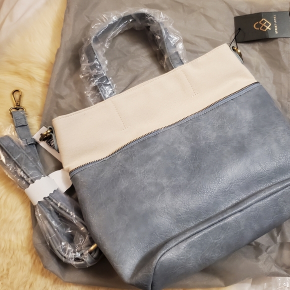 Anthropologie/Street Level Shauni Colorblocked blue tote - Picture 9 of 9